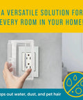 Hand installing clear Peel And Stick Outlet Cover For Single Stack US Outlets Waterproof Splash Guard with Button Hinged Closure