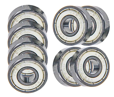 Set Of Eight 608ZZ Skateboard Bearings With Double Metal Shields And Clean Oil Lubrication For Fly Rolling And Dope Long Lasting Speed While Shredding Concrete