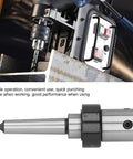 Steel taper drill sleeve adapter for lathe milling; silver body with black collar.