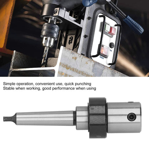 Arbor Morse Taper internal cooling drill sleeve adapter MT2-19.05mm; metal cylindrical tool holder side view