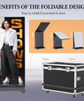 No Hassle Plug And Play 80 Inch Vertical Led Display with foldable design alongside transport case for easy moves.