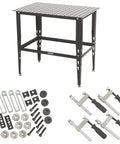 Heavy Duty Steel Welding Table With 24-Piece Fit-Up Tool Kit, 600 Lb Capacity, 36 In L X 24 In W X 33 1/4 In H, 16 Mm Fixture Holes