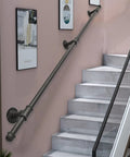 Built Like A Tank Wall Mount Handrail Stair Railing Bracket Complete Black Wrought Iron Kit Outdoor Indoor Step Support on stairs