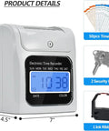 Solid Automatic Employee Time Clock Punch Machine Built For Busy Bosses with digital display, two security keys and ink ribbon.