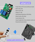 Diagram of Dual Direction Remote Control Switch For 12V Linear Actuators with remote, works with DC 7V to 48V, 10 Amp.