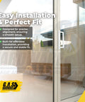 Ten Inch Exterior Sliding Glass Door Handle Replacement For Patio Doors White Finish Durable Diecast Construction Ideal For Exterior Sliding Glass Door Replacement On Homes And Offices Providing Smooth Operation And Secure Latching, installed on glass patio door with garden view.