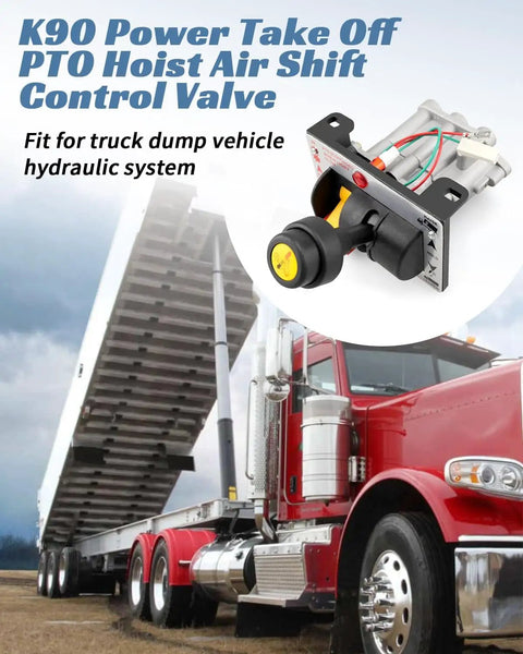 12V Air Shift Control Valve With Switch LED Indicator For Dump Trucks And Tippers Push To Connect Fittings Replacement For AV 295 328388 79X 329358X Fits K90 PTO Systems And Hydraulic Hoist Applications