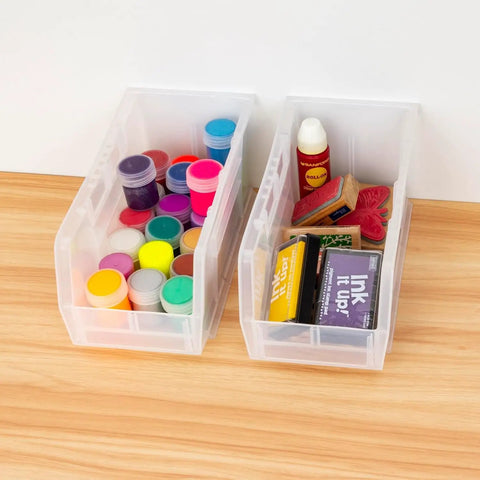 Clear Stackable Storage Bins Set For Garage, Pantry And Craft Room, Heavy-Duty Plastic Organizers That Hold Tools, Snacks, Toys, And More, Space-Saving 11 By 5 By 5 Inches Bins, 12 Pack