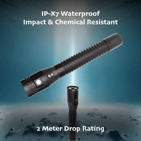 Xtreme Lumens Metal Dual Light LED Flashlight For Duty And Personal Use Rechargeable Handheld with 650 Lumen main beam
