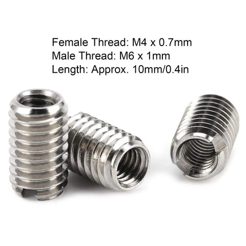 Ten Piece Stainless Steel Thread Repair Inserts And Reducing Nuts, M4 To M6 Male Female Sleeve Adapter Kit For Toolbench Builds And Household Repairs That Are Tough As Nails Under Pressure