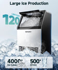 Crystal Clear Ice Cube Bar Grade Commercial Ice Maker 120 Lbs Per Day Stainless Steel Under Counter Freestanding Ice Machine