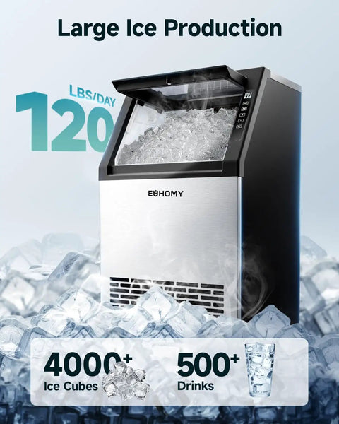 Crystal Clear Ice Cube Bar Grade Commercial Ice Maker 120 Lbs Per Day Stainless Steel Under Counter Freestanding Ice Machine