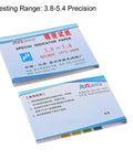 pH Test Strips 3.8 To 5.4 Kit With Color Chart For Water Food Pool Aquarium Testing packaging with instructions