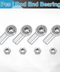 CF5 Rod End Bearing 4 Pack 5/16 Bore 5/16-24 Right Hand Female Thread Self Lubricating Joint With Jam Nuts Chrome Steel Tough High Load Capacity Angular Misalignment Up To 11 Degrees Great For Auto And Machinery, 4 bearings with jam nuts