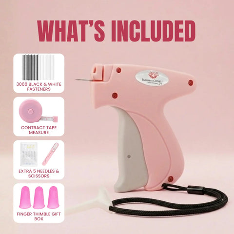 No Sweat Stitch Gun For Clothes Handheld Fabric Tacker Quick Fix Clothing Repair Hemming Kit with 3000 fasteners and tape measure