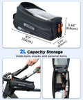 Ridiculously Handy 2L Bike Front Frame Bag With Water Resistant Top Tube Mount Touchscreen Friendly Window EVA Hard Shell