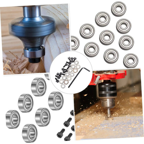 Top Mounted Ball Bearing Kit for Quarter Inch Router Bits Steel Bearings Replacement Guide For Router Milling Cutter