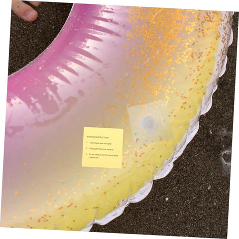 Heavy Duty Repair Tape Patch Kit For Inflatable Tents Pools Air Mattresses And Vinyl Seals Quick Leak Fix applied to pool float.