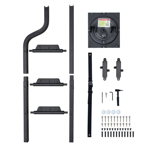 Rotatable Tailgate Ladder For Pickup Trucks, Grab-And-Go Heavy Duty 600 Lb Capacity, Easy Fold Design, universal fit parts and mounting hardware