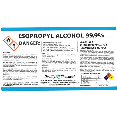 Isopropyl Alcohol 99.9 Percent Pure IPA Concentrate For Cleaning And Disinfection, Made In USA, 128 Fl Oz Bottle, Heavy Duty Degreaser And Electronics Prep Solvent, Sealed Safety Pack, product label