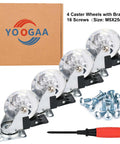 Set of 4 clear 3-inch swivel caster wheels with brakes; transparent polyurethane wheels with mounting screws