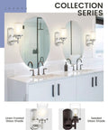 Two Pack Bath Vanity Light Fixtures With White Linen Frosted Glass Shades In Brushed Nickel Finish for modern bathroom wall