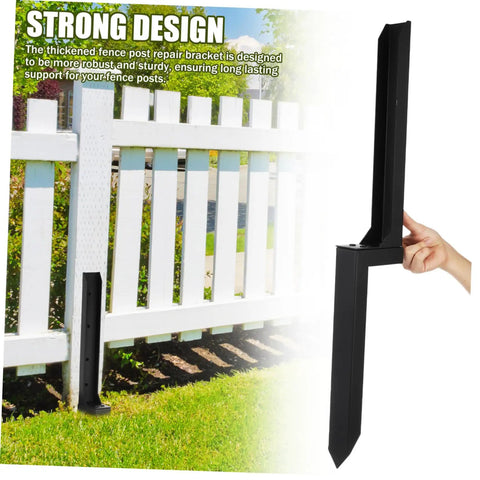 Heavy Duty Metal Fence Post Repair Anchors 2 Pack Ground Spikes for Stabilizing Tilted or Broken Wood Fences Quick Install