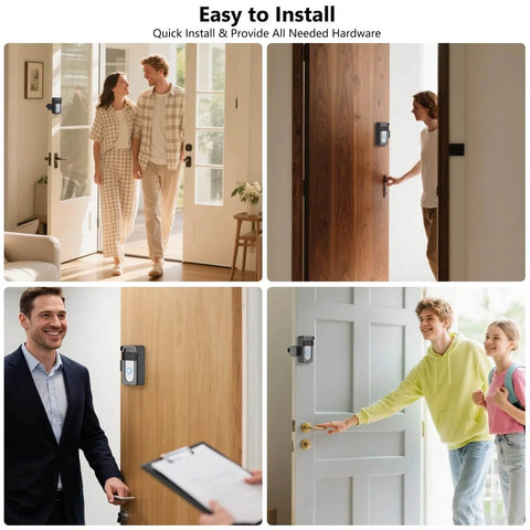 Image showing Anti-Theft Doorbell Camera Mount No-Drill for Battery Doorbells installed on various doors.