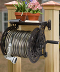 Wall Mount Garden Hose Reel For Outdoor Use, Holds Up To 125 Ft Of Five Eighth Inch Hose, Heavy Duty Aluminum Frame