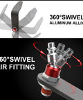 Four Inch L Shaped Pneumatic Tool Rafter Hook Hanger With One Quarter Inch Swivel Fittings Keeps Tools Off The Ground And Hands Free On The Jobsite For Nailer Hammer And Blow Gun With Adapter Two Pack, 360° swivel aluminum ally