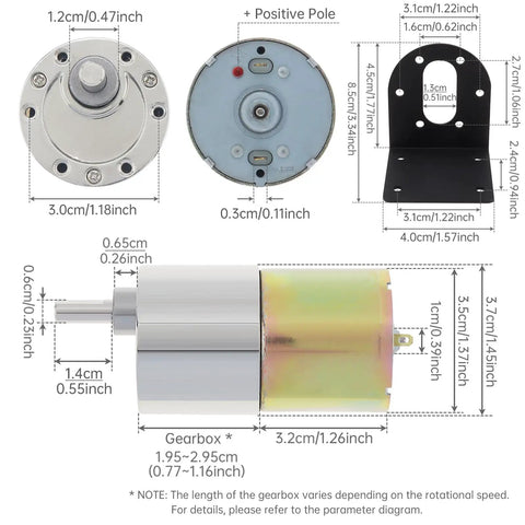12V DC High Torque Gear Motor With Eccentric Output Shaft For Smooth Oscillation And Vibration, Beefy 5 RPM Low Speed Drive, 37GB520 Gearbox Reduction, Durable Mounting Bracket Included For DIY Robotics And Projects., gear motor dimensions with 6mm D shaft and bracket