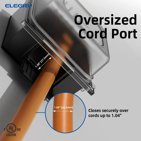 Heavy Duty Outdoor GFCI Outlets 20 Amp With Badass Weatherproof In Use Covers And Self Testing Safety Tech For Patios And Decks Rock Solid Tamper Resistant Build UL Listed Black Receptacles oversized cord port design with secure closure for cords up to 1.04 inches