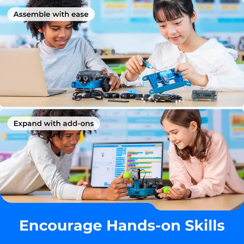 MBot2 Coding Robot For Kids Ages 8 14 And Up, Learn Scratch And Python With An Awesome, Kid-Friendly, Hands-On STEM Robotics Kit For Boys And Girls, Build, Code, And Explore Weather, Lights, And Music Features.