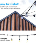 164 Ft Vinyl Coated 304 Stainless Steel Cable String Light Hanging Kit with Guide Wire Turnbuckles and Hooks for Patio