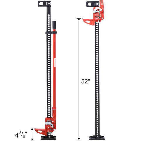 Heavy Duty High Lift Farm Jack With Adjustable Height From 6 To 52 Inches 7000 Lb Load Capacity Forty One Inch Long Handle