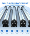 Five 40W IP66 Explosion Proof LED Machine Lights for CNC and Industrial Work, 120V, with adjustable mount shown in a row.