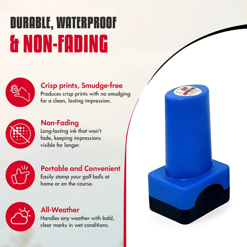 Image of a Trump Themed Golf Ball Stamp for Men Easy To Use Hilarious Mark On Balls displaying durable, non-fading features.