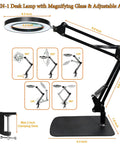 15X Lighted Magnifying Glass With Real Glass Lens, Three Color Modes And Adjustable Brightness, showing measurements and features