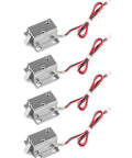 Compact 12V Direct Current Electromagnetic Solenoid Lock 4 Pack Slide Bolt Tongue Down Safety Latch for Cabinet Drawer and Exit Door.