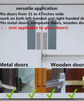 Stainless Steel Push Bar Panic Exit Device With Exterior Lever Handle For Commercial Doors installed on metal and wood doors.
