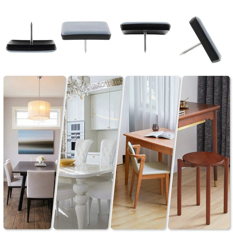 16 Pack Nail On Furniture Sliders 1.5 Inch Square Teflon Glides For Chairs And Furniture No Squeak Floor Protectors For Carpeted Floors