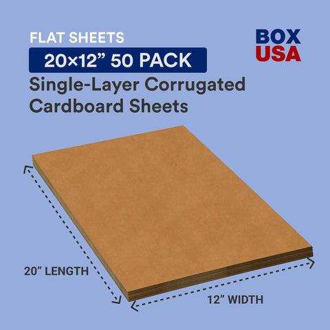 Heavy Duty Corrugated Moving And Packing Sheets 50 Pack 20 By 12 Inches Kraft Brown Cardboard for Shipping Storage And Organization