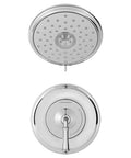 Delancey Shower Trim Kit With Pressure Balance Cartridge Polished Chrome Finish front view of shower head and valve trim