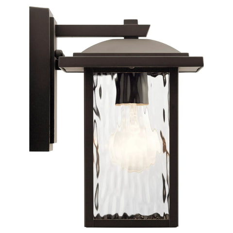 Capanna 1-Light Outdoor Wall Light In Olde Bronze With Clear Water Glass, 13.25 In H By 8.5 In W, Weatherproof Exterior Lighting