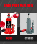 10 Ton Bottle Hydraulic Jack With 20,000 Lbs Capacity And Adjustable Screw Top Extension, Built In Oil Bypass Safety, red color