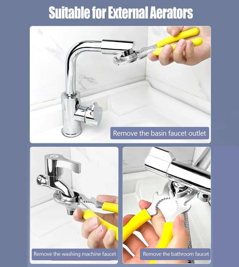 Heavy Duty Faucet Aerator Removal Wrench Tool For Kitchen And Bathroom Sink Tap Bubbler Game Changer in action removing taps.