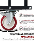 Red PU wheel of 2 In 1 Furniture Dolly 1000 Lbs Adjustable Moving Cart With Multi Slot And Flatbed Modes showing 360 degree swivel mechanism