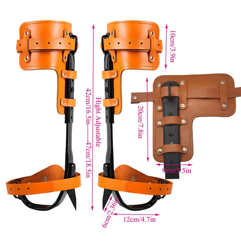 Beefy Tree Climbing Spikes Set With 45 Steel Forging For Tough Durability Height Adjustable Arborist Gear With Cowhide Leather Straps