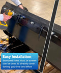 Man installing 72 Inch Polyurethane Snow Plow Cutting Edge Three Inch Wide One Half Inch Thick Built Tough Replacement Blade