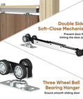 No-Fuss Pocket Door Frame Kit for 2x4 Walls, 36 by 96 inches, illustrating soft-close mechanism and ball bearing hanger